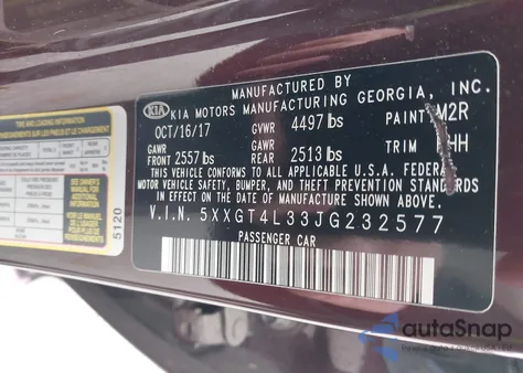 2018 Kia Optima Lx z USA, uszkodzony, nr VIN 5XXGT4L33JG232577